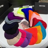 Mężczyźni kobiety zima jesień jednolity kolor ciepła, z wełny czapka z dzianiny fluorescencyjne mankietem czapka typu Beanie czapki damskie cieplejsze czapeczki nieformalna czapka 2